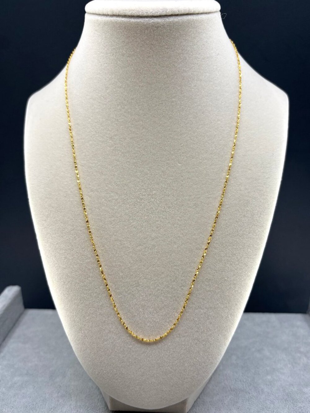 18K Gold Plated 990 Silver Star Cut Chain Necklace 500mm 20" 2.13g